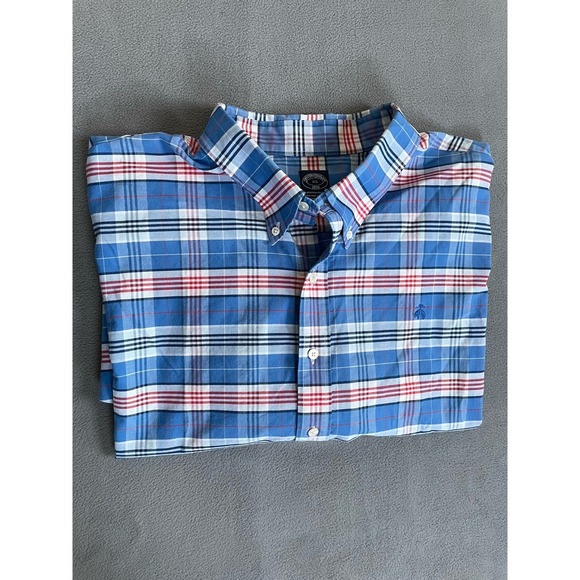 Brooks Brothers Other - Brooks Brothers Short Sleeve Button Down Mens 1818 Sz 4xl‎ Blue Plaid Non Iron